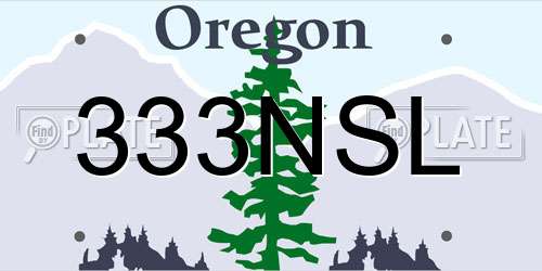 333NSL Oregon License Plate