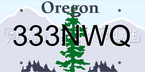 333NWQ Oregon License Plate