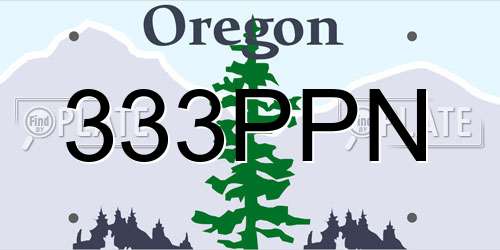 333PPN Oregon License Plate