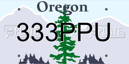 333PPU Oregon License Plate