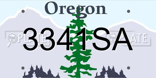 3341SA Oregon License Plate