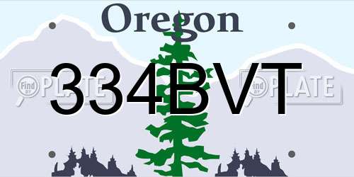 334BVT Oregon License Plate