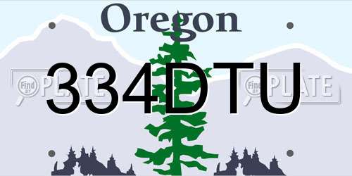 334DTU Oregon License Plate