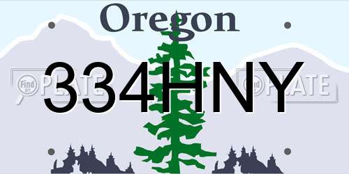 334HNY Oregon License Plate
