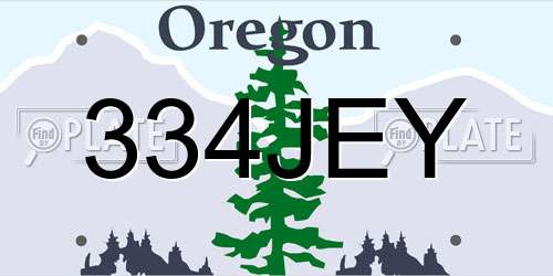334JEY Oregon License Plate
