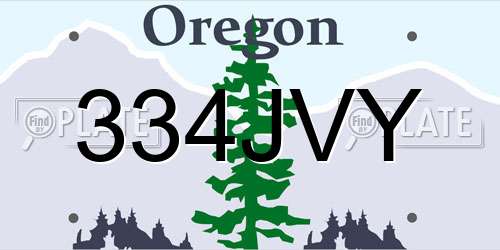 334JVY Oregon License Plate