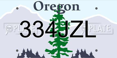 334JZL Oregon License Plate