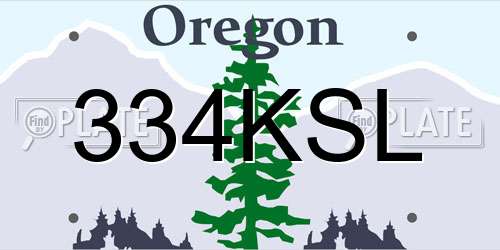 334KSL Oregon License Plate