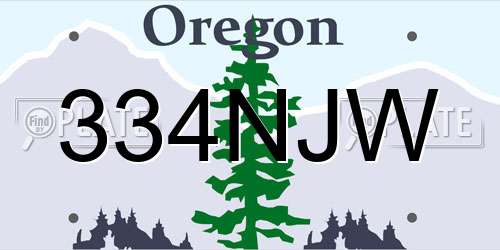 334NJW Oregon License Plate