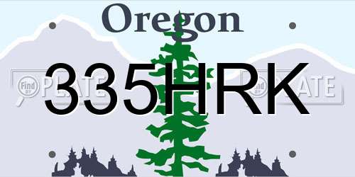 335HRK Oregon License Plate