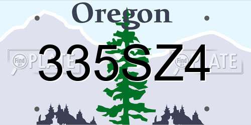 335SZ4 Oregon License Plate
