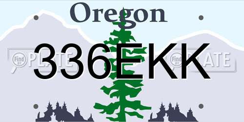 336EKK Oregon License Plate