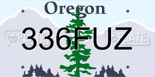 336FUZ Oregon License Plate