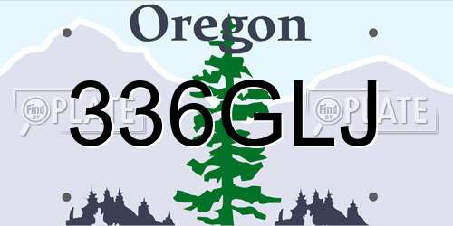 336GLJ Oregon License Plate