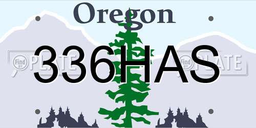 336HAS Oregon License Plate