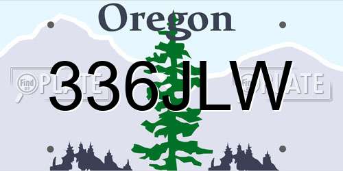 336JLW Oregon License Plate