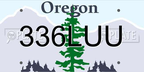 336LUU Oregon License Plate