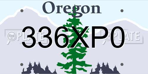 336XP0 Oregon License Plate
