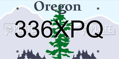 336XPQ Oregon License Plate
