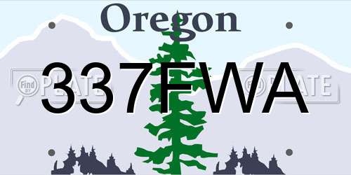 337FWA Oregon License Plate