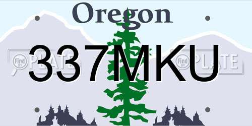 337MKU Oregon License Plate