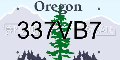 337VB7 Oregon License Plate