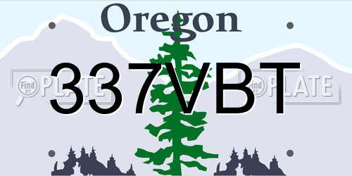 337VBT Oregon License Plate