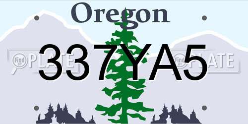 337YA5 Oregon License Plate