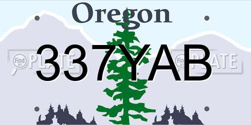 337YAB Oregon License Plate