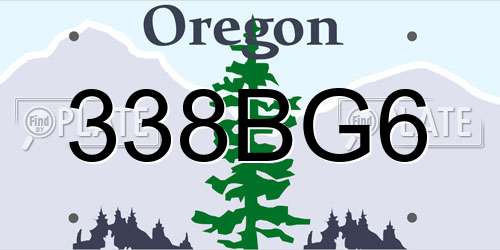 338BG6 Oregon License Plate