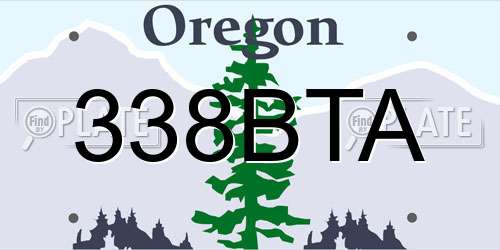 338BTA Oregon License Plate