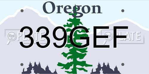 339GEF Oregon License Plate