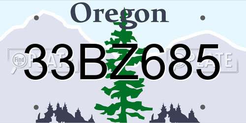 33BZ685 Oregon License Plate