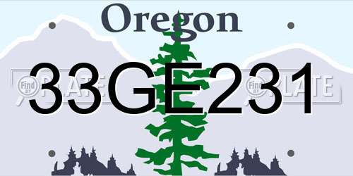 33GE231 Oregon License Plate