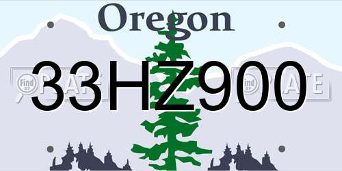 33HZ900 Oregon License Plate