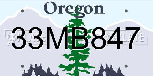 33MB847 Oregon License Plate