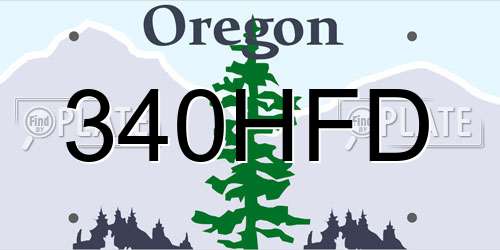 340HFD Oregon License Plate