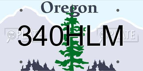 340HLM Oregon License Plate