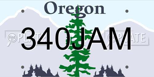 340JAM Oregon License Plate