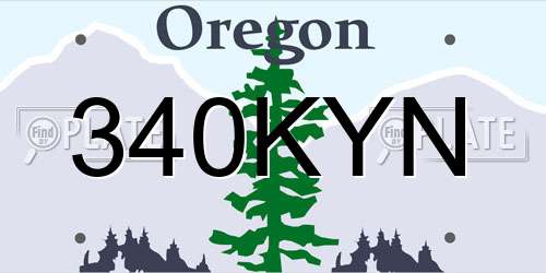 340KYN Oregon License Plate