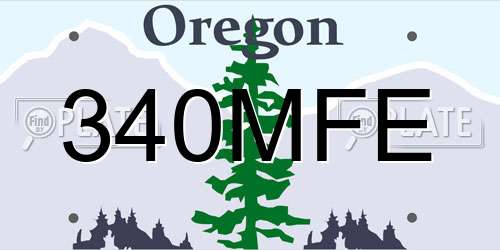 340MFE Oregon License Plate
