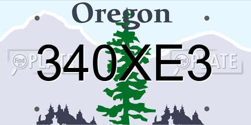 340XE3 Oregon License Plate