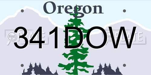 341DOW Oregon License Plate