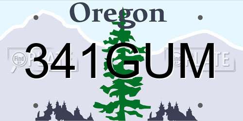 341GUM Oregon License Plate