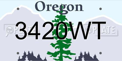 3420WT Oregon License Plate