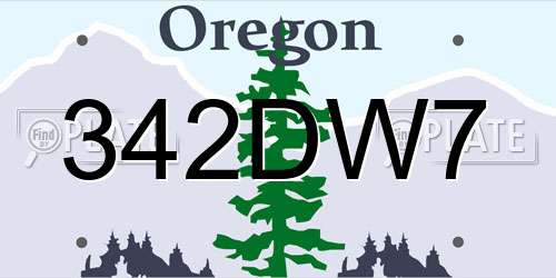 342DW7 Oregon License Plate