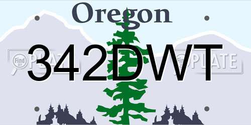 342DWT Oregon License Plate