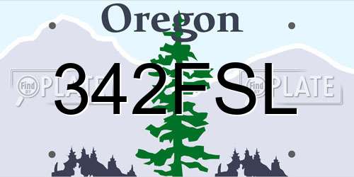 342FSL Oregon License Plate