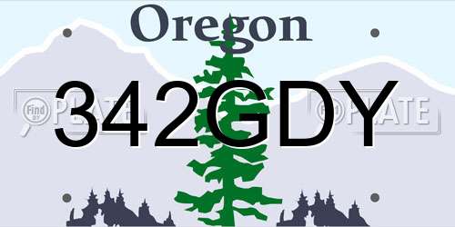 342GDY Oregon License Plate