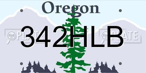 342HLB Oregon License Plate